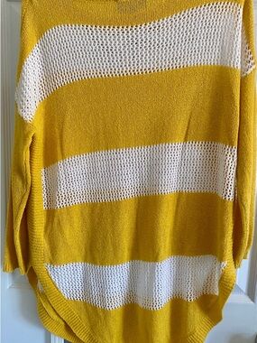 Yellow and White Stripe Women's Knit Sweater Express